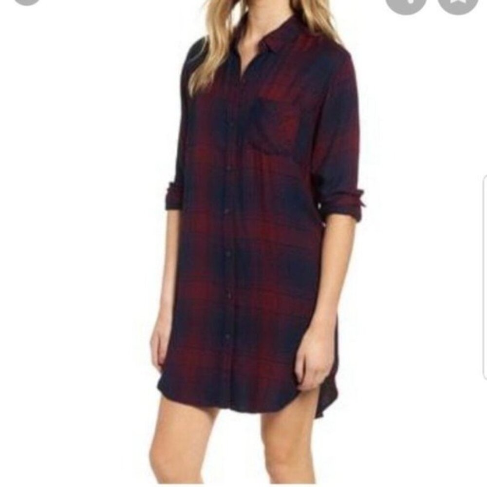 Rails Long Sleeve Plaid Button Front Shirt Dress … - image 7